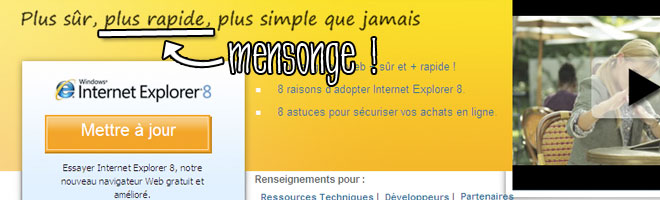 IE8, "plus rapide" ? Mensonge !