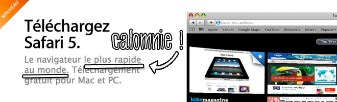 Safari, "le plus rapide au monde" ? Calomnie !