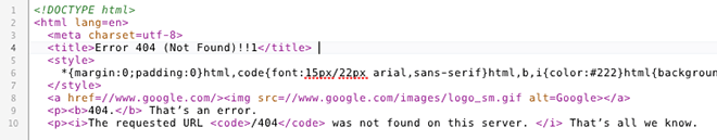 Le code source de la 404 de Google