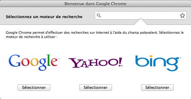 Chrome et le choix de son moteur de recherche