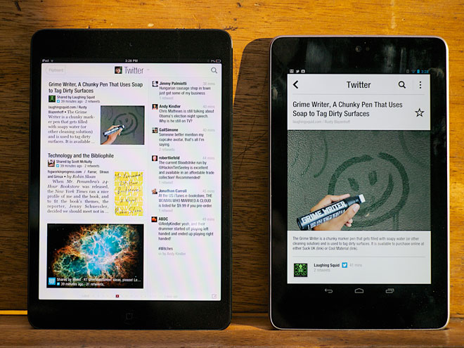 Flipboard sur iPad mini et Nexus 7