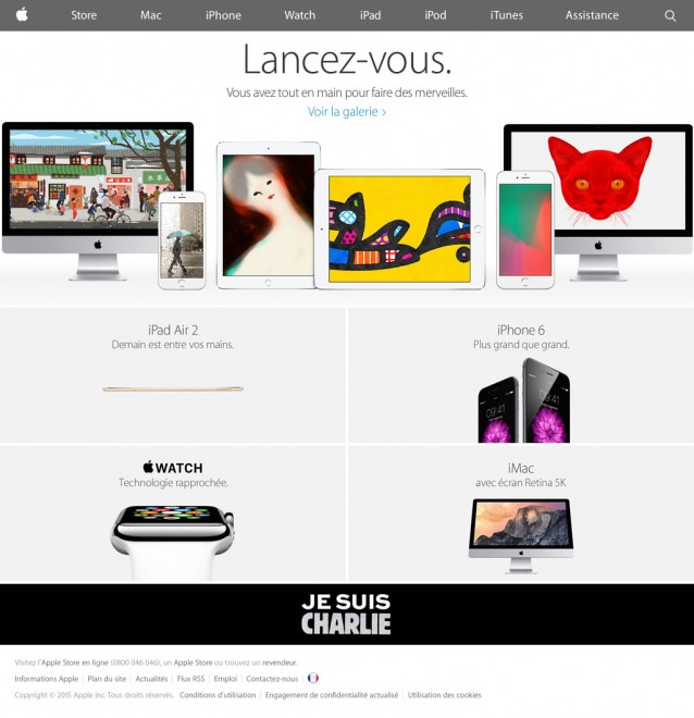 Je suis Charlie sur le site d'Apple