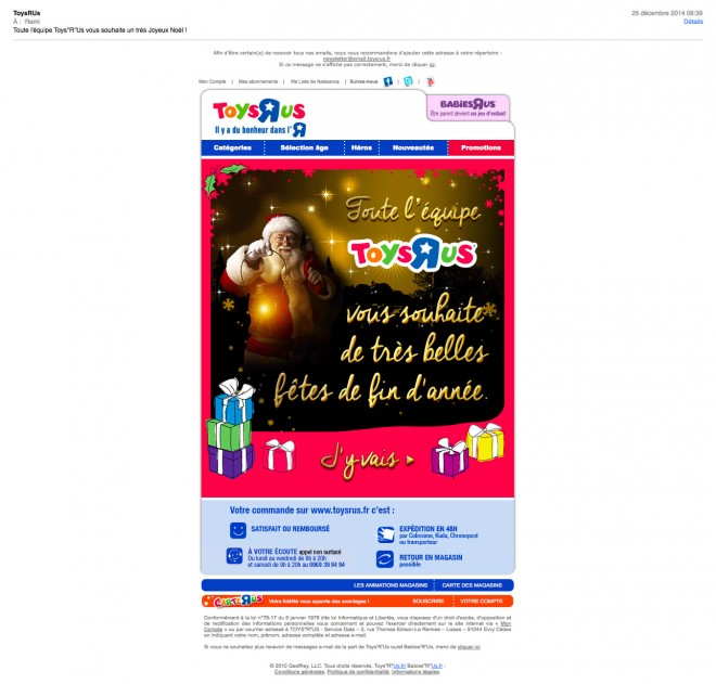 Message de voeux de Toys"R"Us