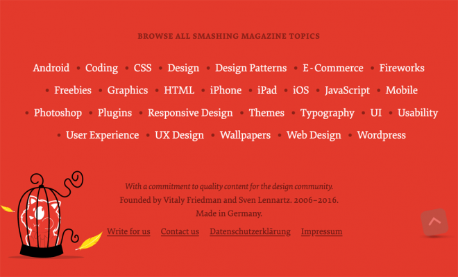 Le footer de Smashing Magazine, version petits écrans